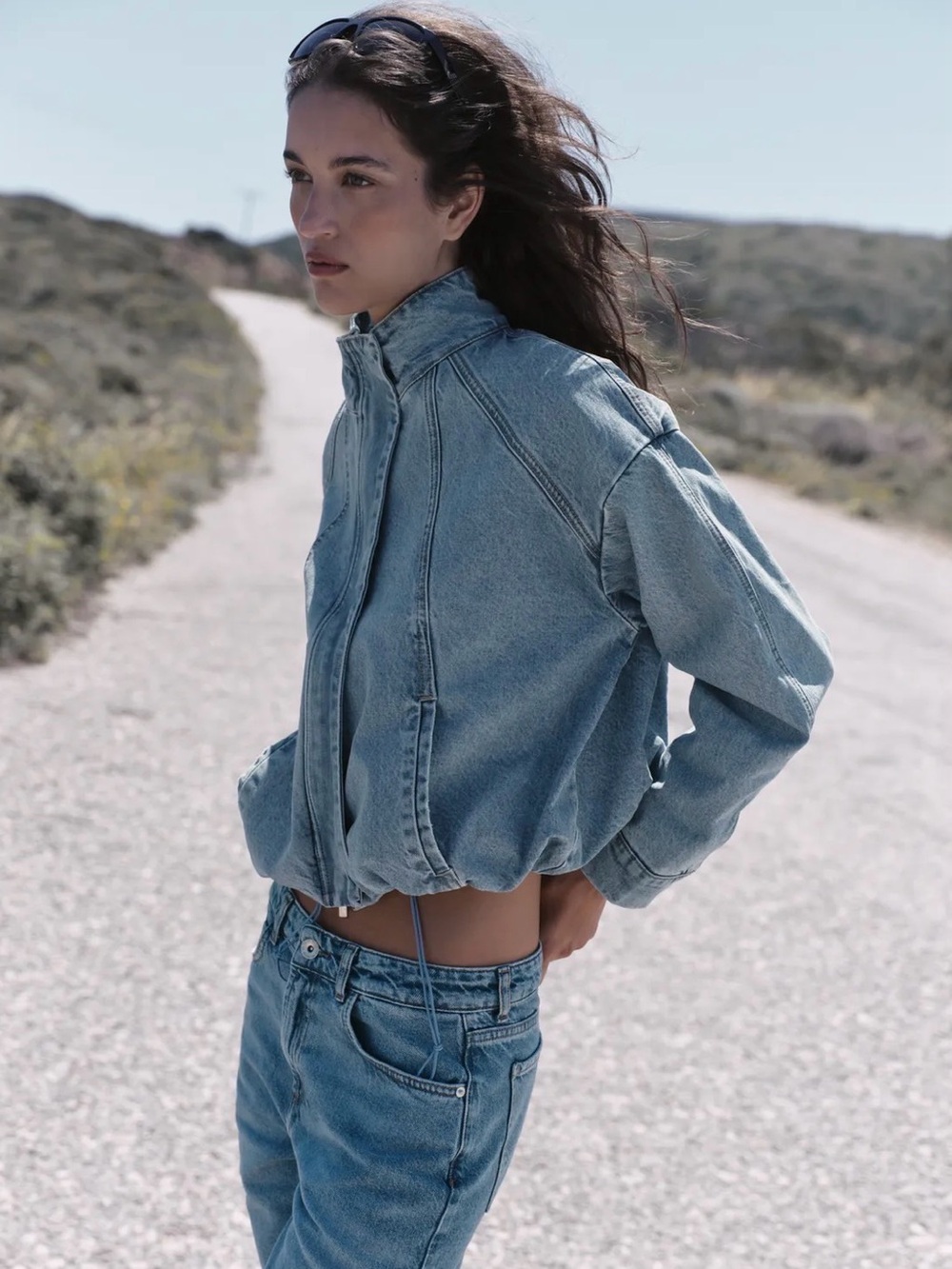 NWT ZARA Z1975 HIGH NECK DENIM BOMBER JACKET SIZE M - Picture 3 of 9